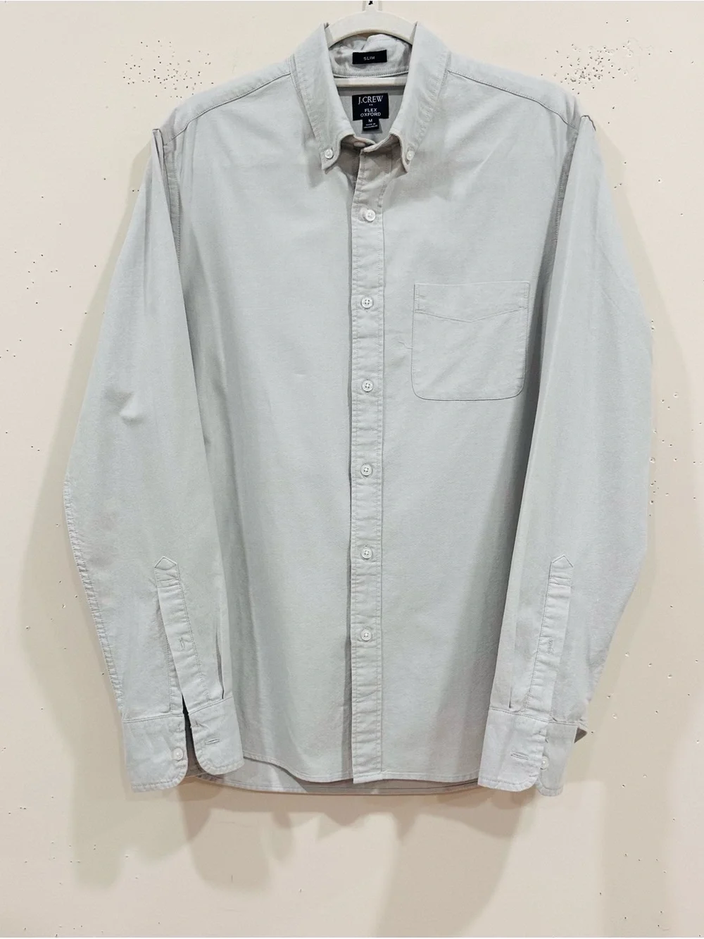 J. Crew Mens Flex Oxford Shirt Size M Medium Slim Fit Long Sleeve Gray / Blue